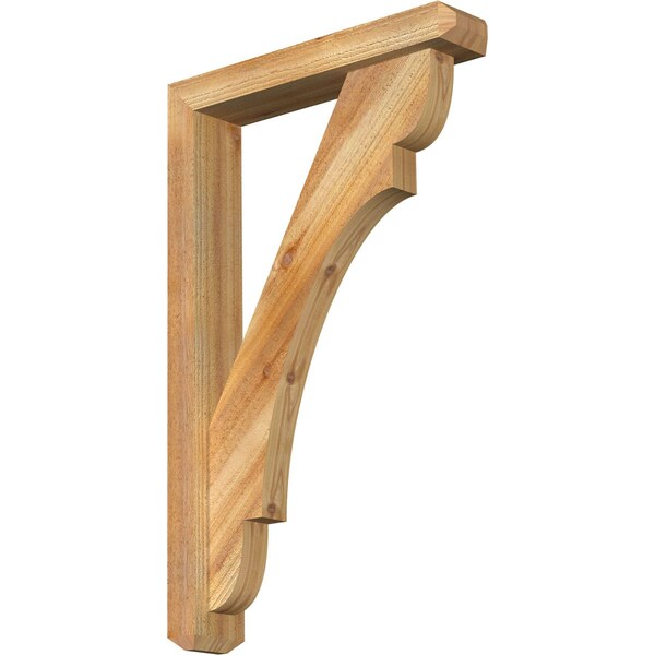 Ekena Millwork Olympic Craftsman Rough Sawn Bracket w/ Offset Brace, Western Red Cedar, 4"W x 20"D x 32"H BKT0402X20X32OLY04RWR - main